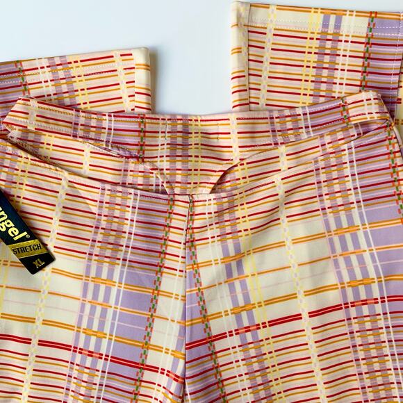 Y2K Like an Angel Plaid Cut out Butt Multicolored Flared Pants Women's sz XL NWT - Picture 8 of 10